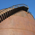 Large ammonia tank sandblasting in Marysville California that we sandblasted and made ready for painting